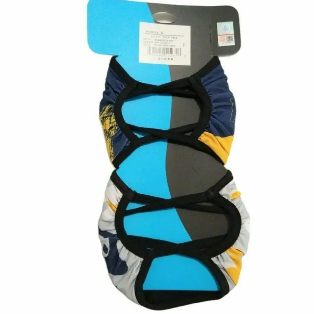 West Virginia University 2pc Fabric Face Cover Face Mask Blue & Gold Youth 8-20